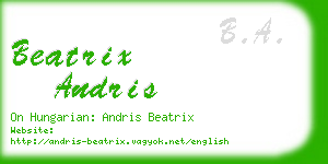 beatrix andris business card
